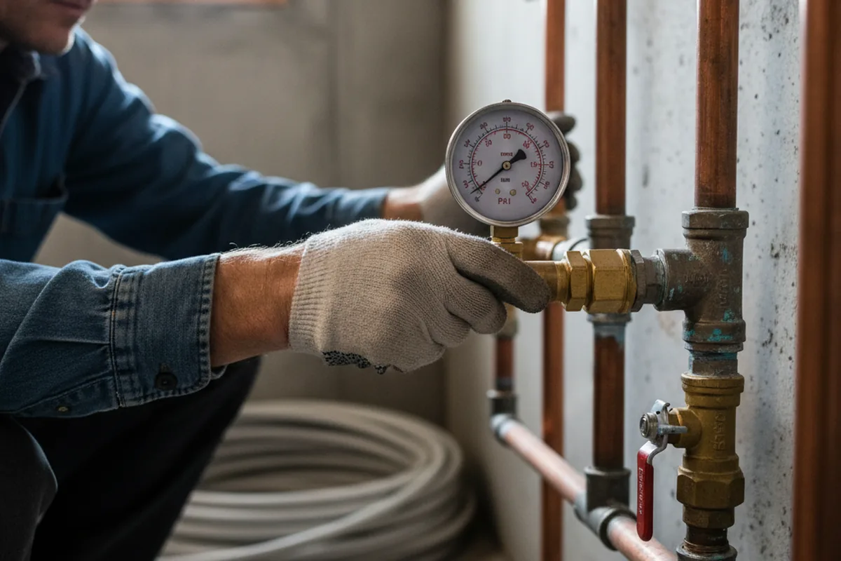 Pressure testing a repaired line during Water Line Repair in Macungie